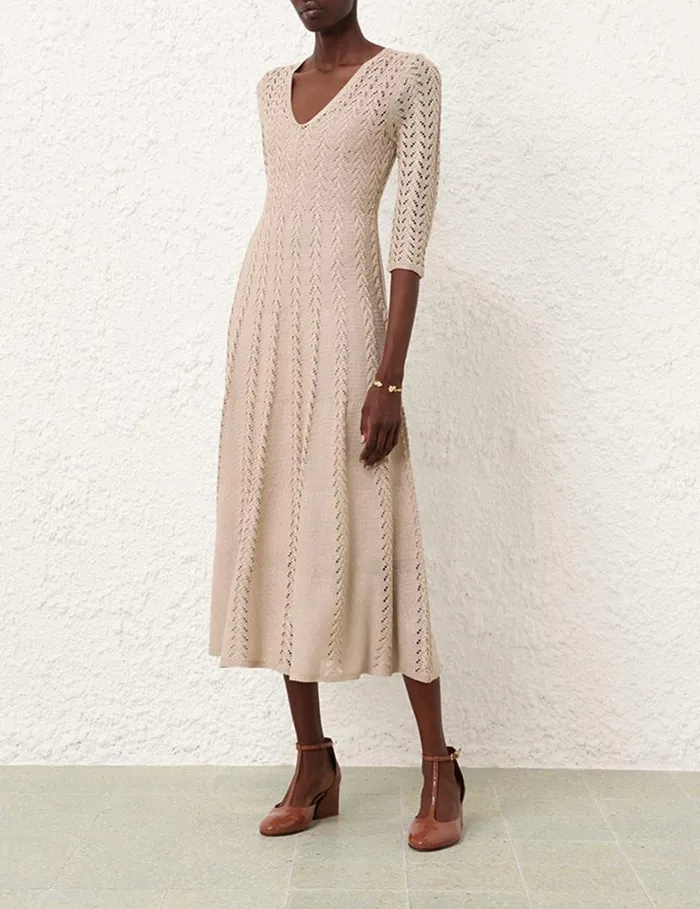 Zimmermann Clothing Natura Knit Lace Dress Natural 8211 Women