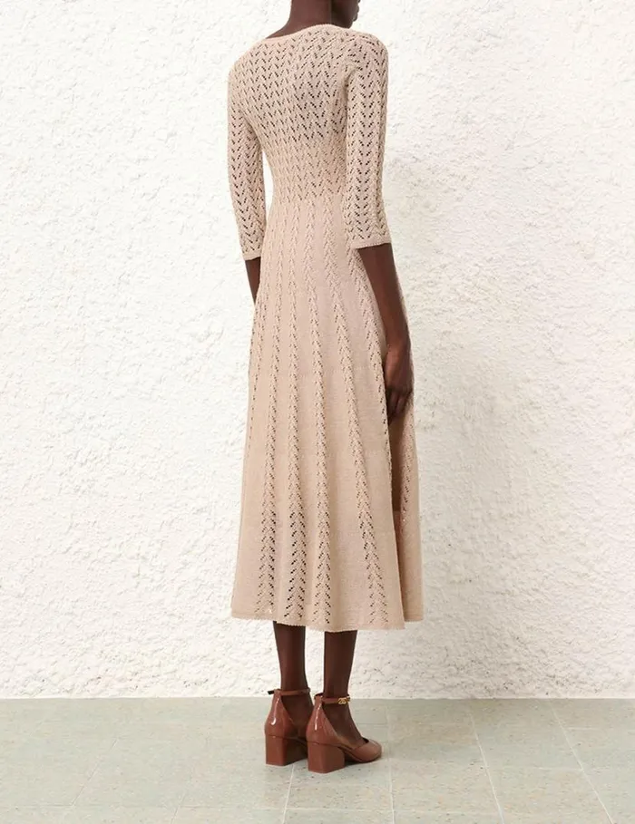 Zimmermann Clothing Natura Knit Lace Dress Natural 8211 Women