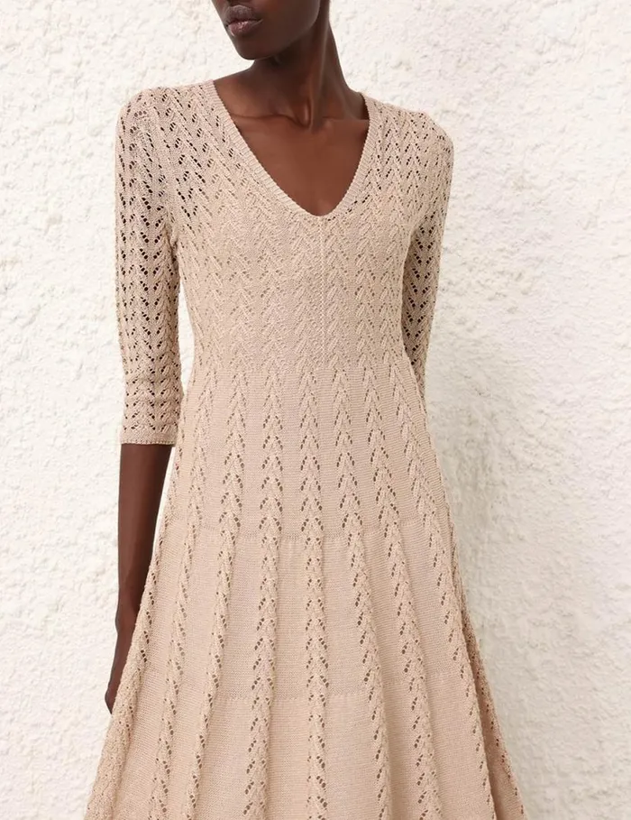 Zimmermann Clothing Natura Knit Lace Dress Natural 8211 Women