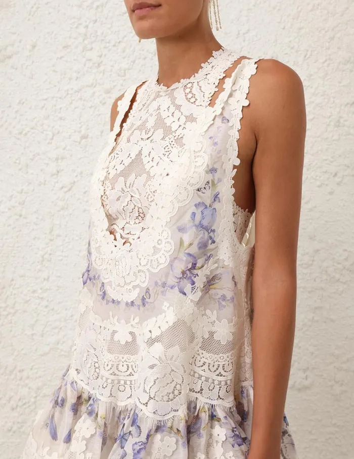 Zimmermann Clothing Natura Lace Patch Mini Iris Mixed Print 8211 Women