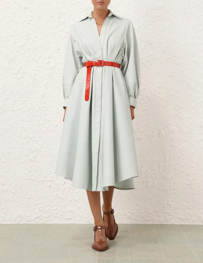 Zimmermann Clothing Natura Leather Tuck Dress Mint 8211 Women