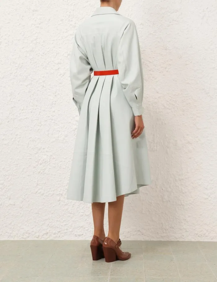 Zimmermann Clothing Natura Leather Tuck Dress Mint 8211 Women
