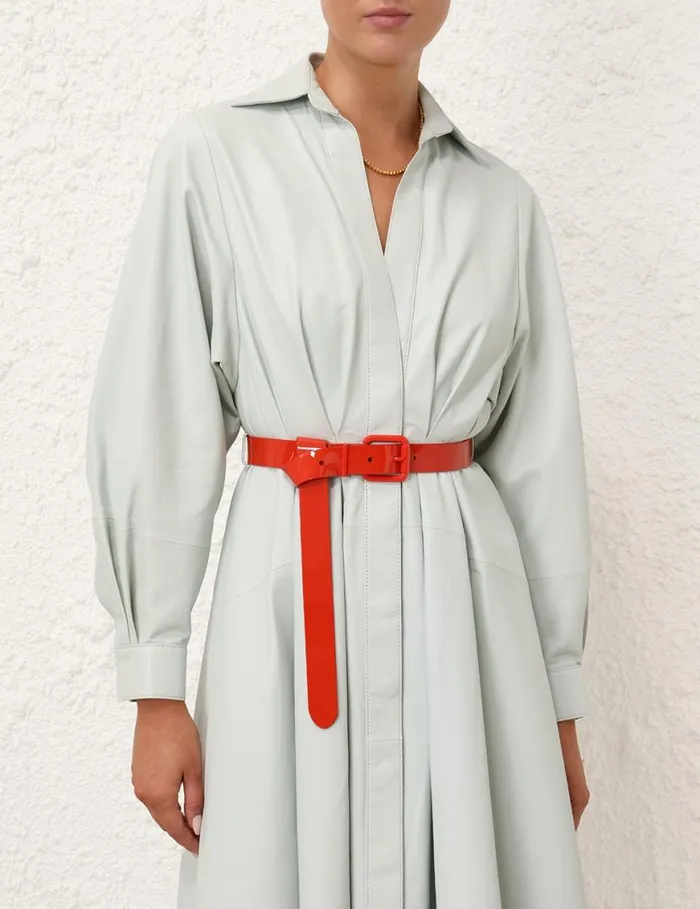 Zimmermann Clothing Natura Leather Tuck Dress Mint 8211 Women