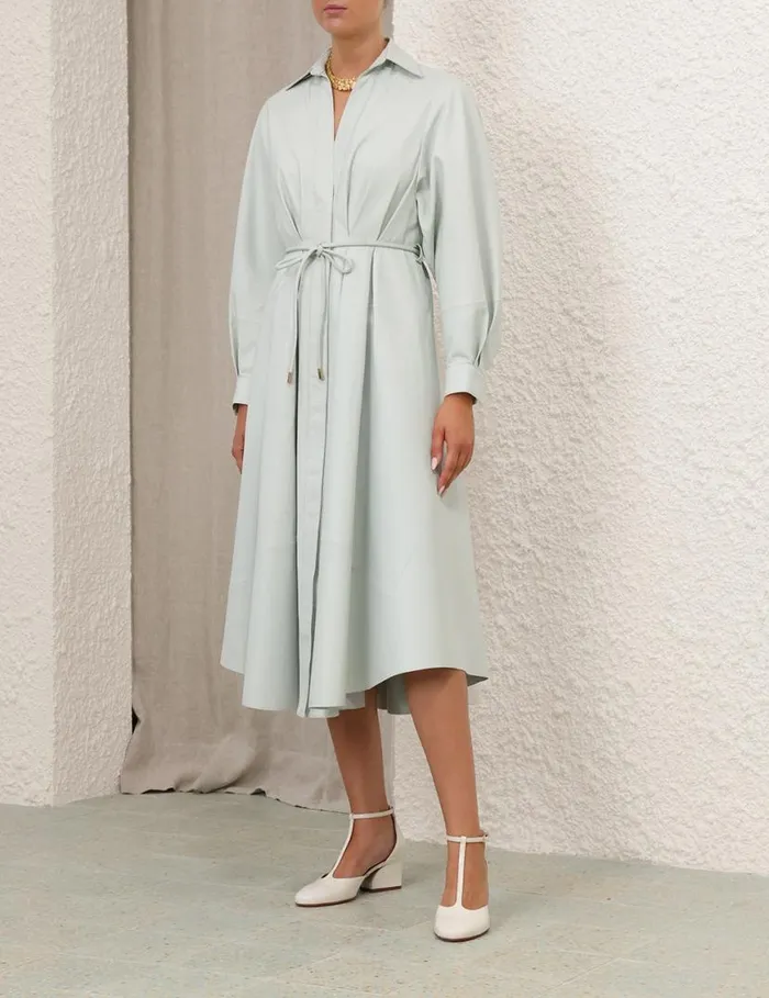 Zimmermann Clothing Natura Leather Tuck Dress Mint 8211 Women
