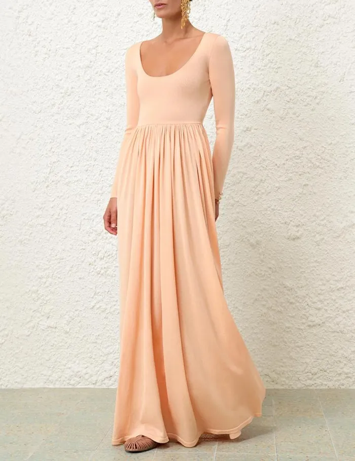 Zimmermann Clothing Natura Metallic Scoop Dress Peach 8211 Women