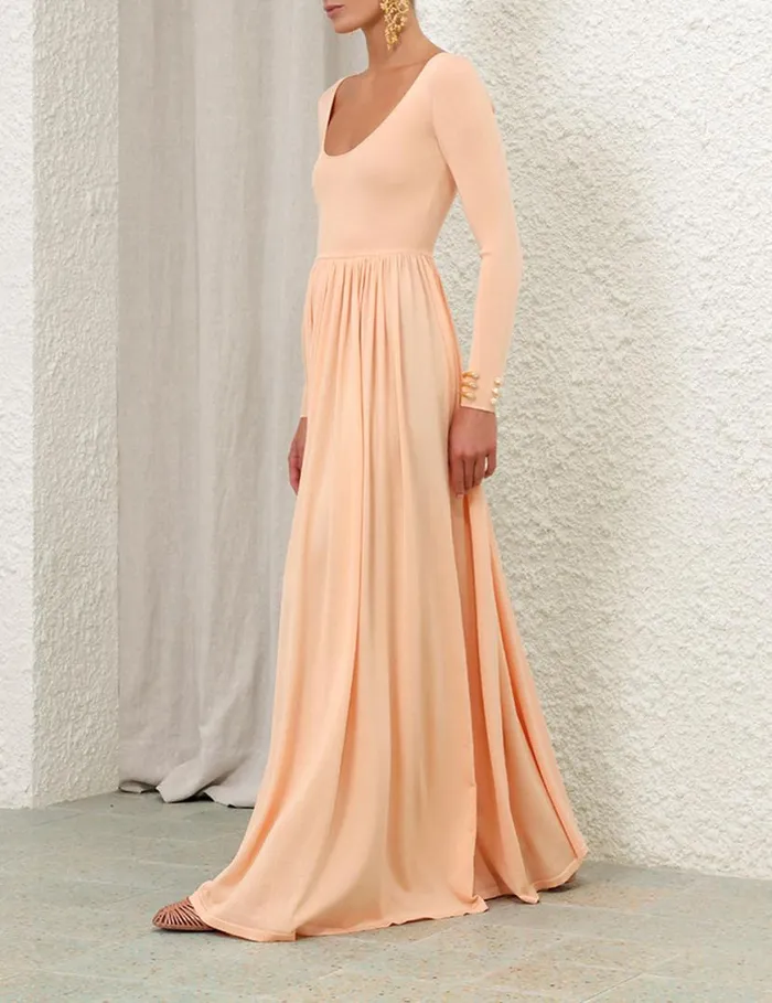 Zimmermann Clothing Natura Metallic Scoop Dress Peach 8211 Women