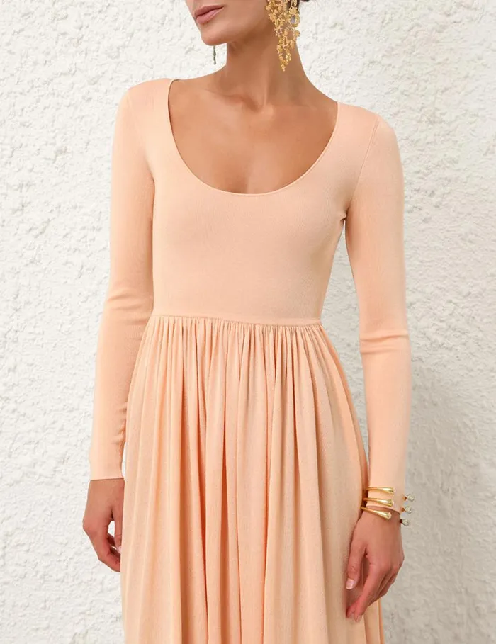 Zimmermann Clothing Natura Metallic Scoop Dress Peach 8211 Women