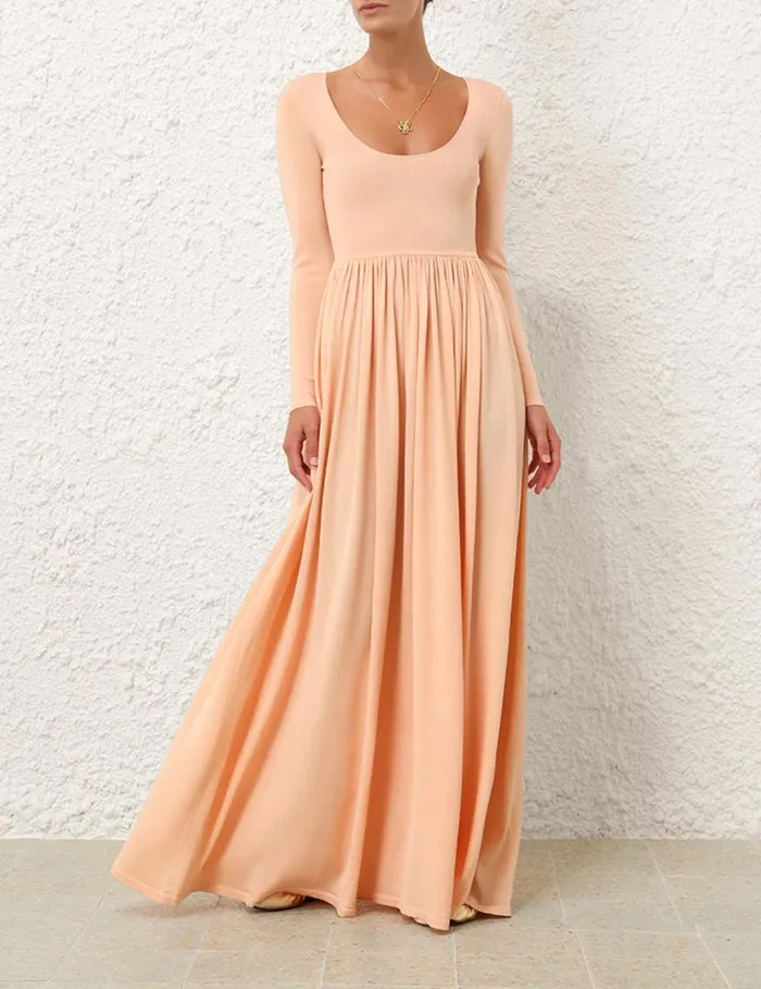 Zimmermann Clothing Natura Metallic Scoop Dress Peach 8211 Women