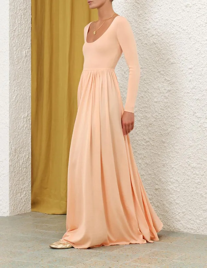 Zimmermann Clothing Natura Metallic Scoop Dress Peach 8211 Women