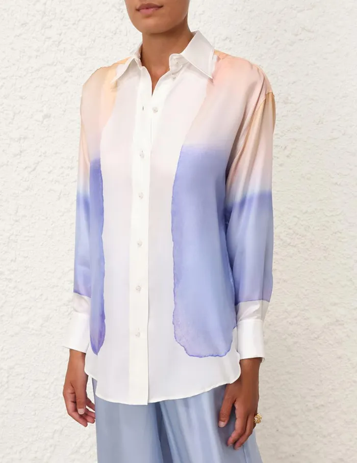 Zimmermann Clothing Natura Relaxed Shirt Blue Fields 8211 Women