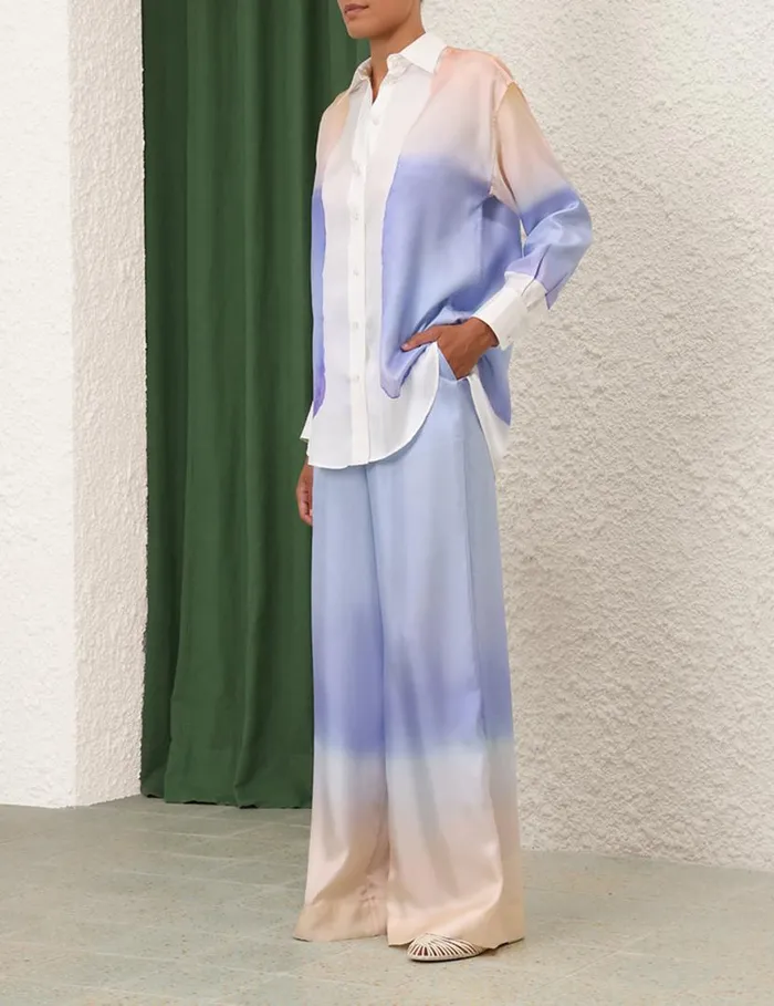 Zimmermann Clothing Natura Relaxed Shirt Blue Fields 8211 Women