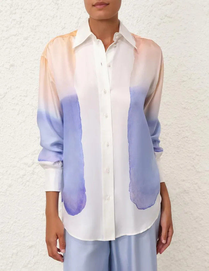 Zimmermann Clothing Natura Relaxed Shirt Blue Fields 8211 Women
