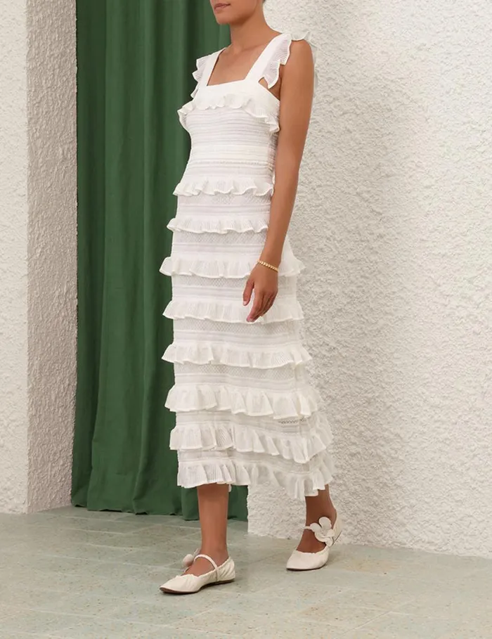 Zimmermann Clothing Natura Ruffle Dress Parchment 8211 Women