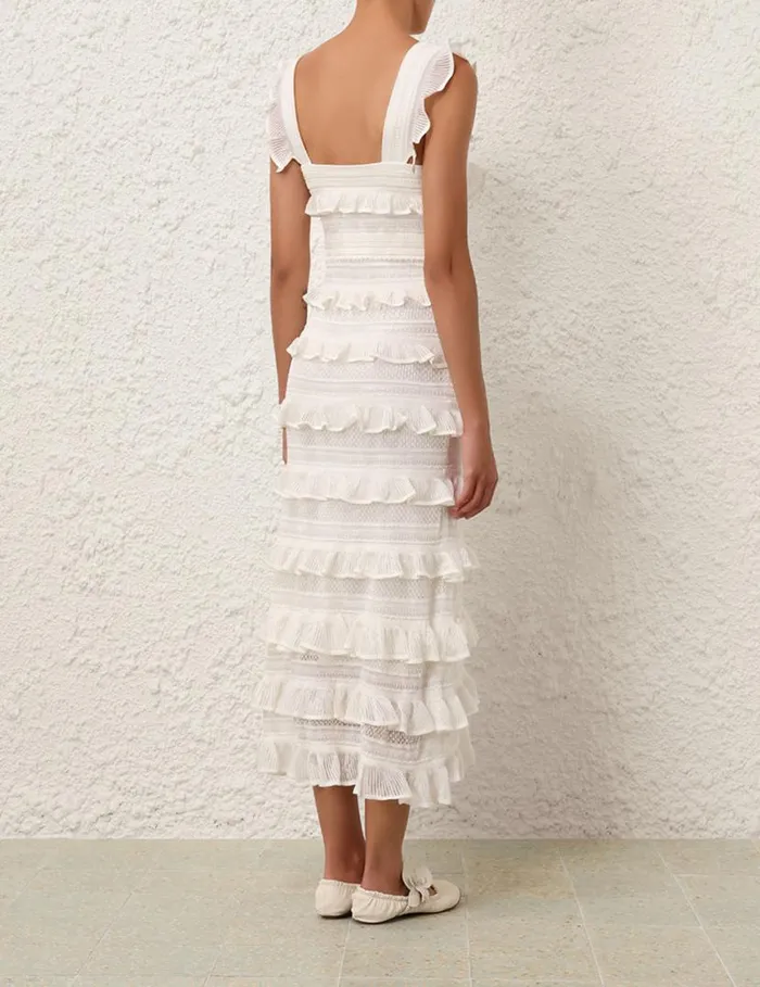 Zimmermann Clothing Natura Ruffle Dress Parchment 8211 Women