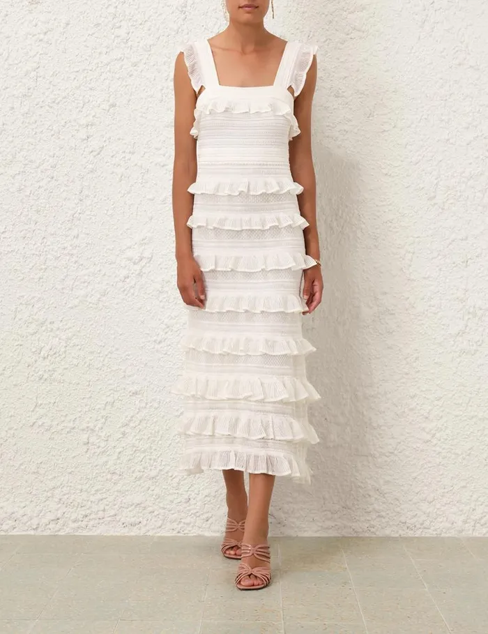 Zimmermann Clothing Natura Ruffle Dress Parchment 8211 Women