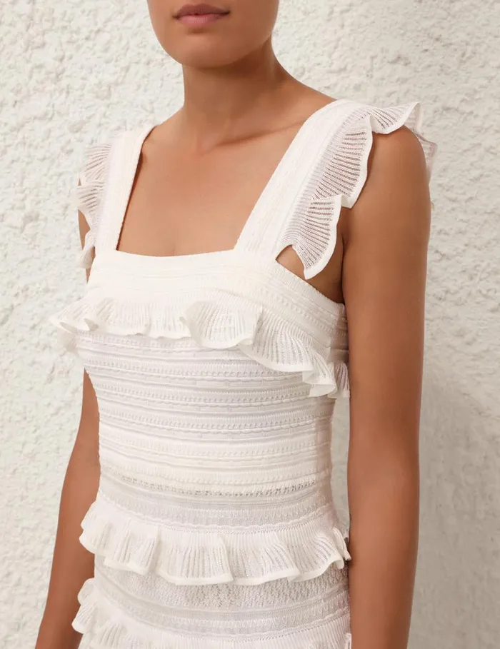Zimmermann Clothing Natura Ruffle Dress Parchment 8211 Women