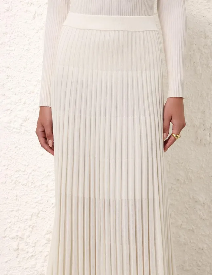 Zimmermann Clothing Pleated Midi Skirt Parchment 8211 Women