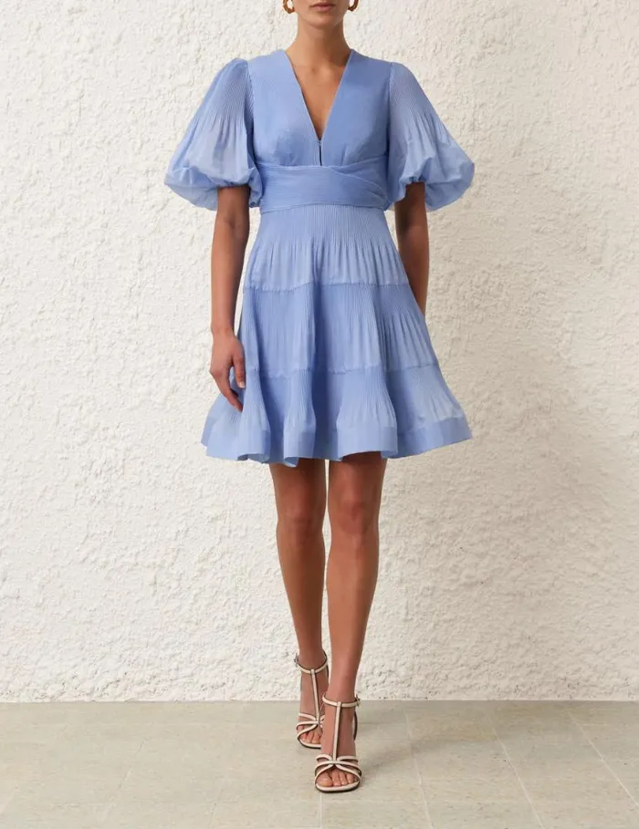 Zimmermann Clothing Pleated Mini Dress Jacaranda 8211 Women