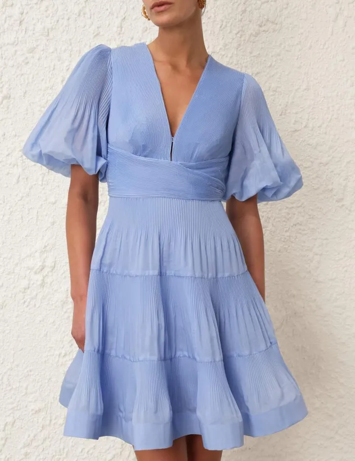 Zimmermann Clothing Pleated Mini Dress Jacaranda 8211 Women