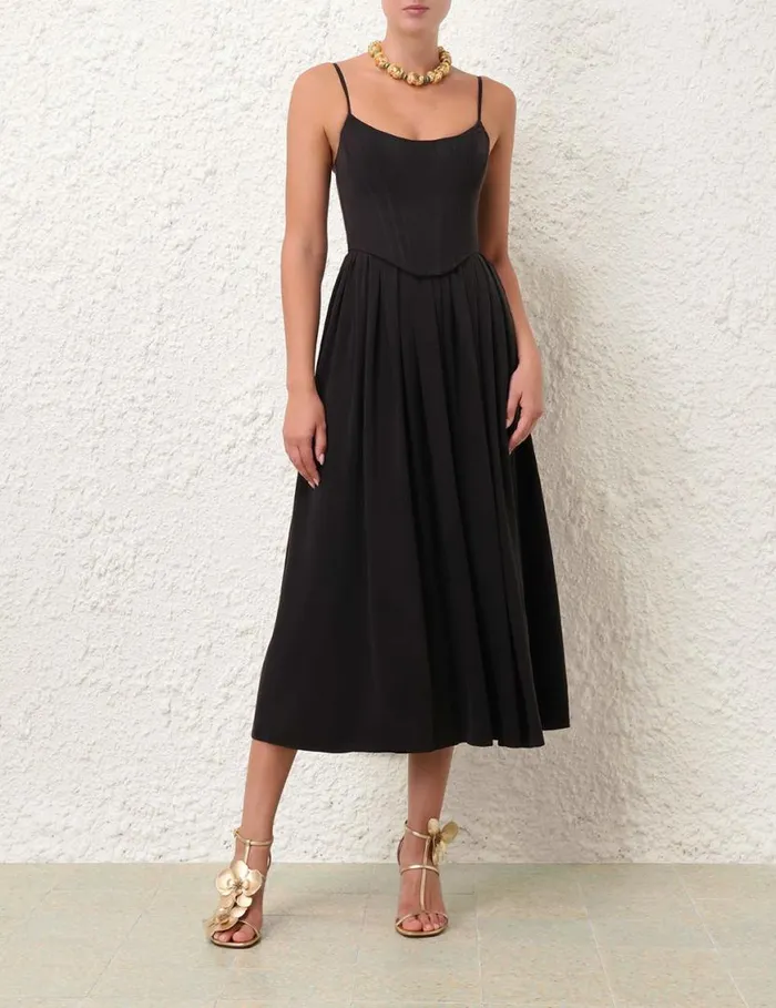 Zimmermann Clothing Silk Corset Dress Black 8211 Women