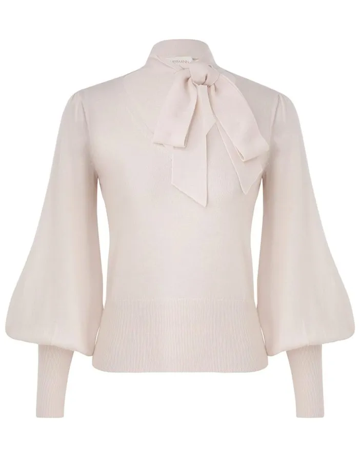 Zimmermann Clothing Tie Neck Sweater Cream 8211 Women