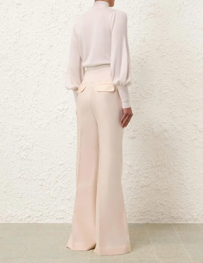 Zimmermann Clothing Tie Neck Sweater Cream 8211 Women
