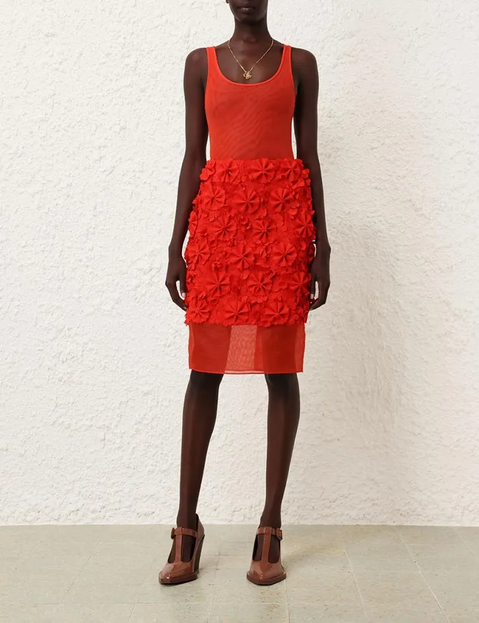 Zimmermann Clothing Tranquillity Midi Skirt Tomato 8211 Women