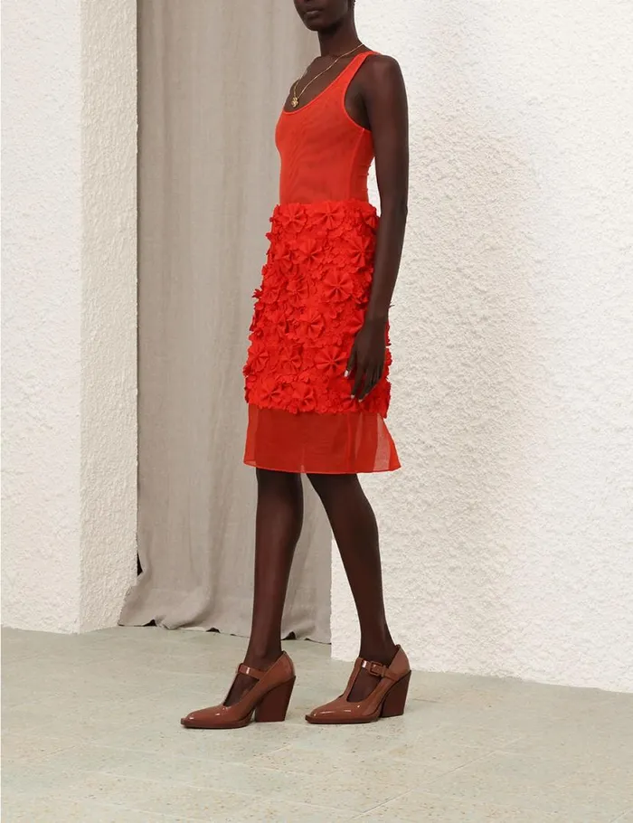 Zimmermann Clothing Tranquillity Midi Skirt Tomato 8211 Women