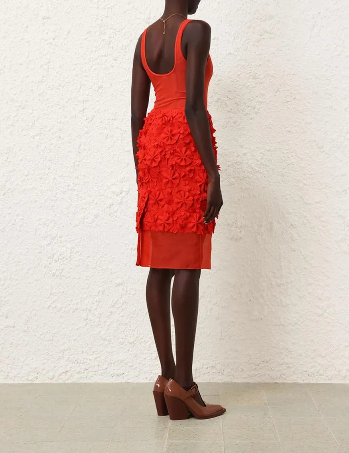 Zimmermann Clothing Tranquillity Midi Skirt Tomato 8211 Women