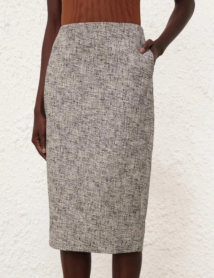 Zimmermann Clothing Tranquillity Pencil Skirt Blackcream 8211 Women