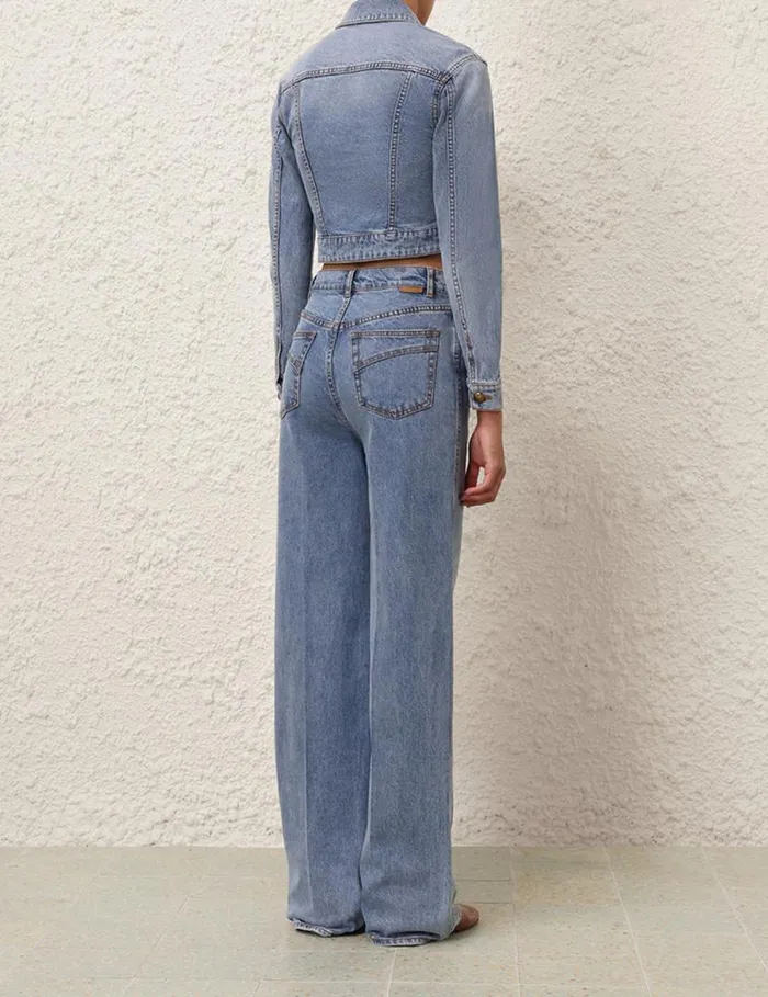 Zimmermann Denim Denim Fitted Jacket Poseidon Blue 8211 Women