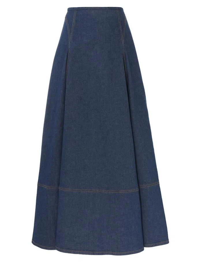Zimmermann Denim Matchmaker Denim Flare Skirt Railway Blue 8211 Women