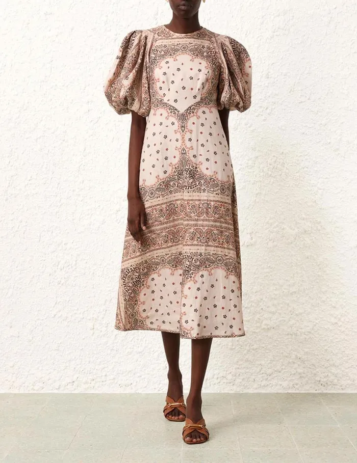 Zimmermann Dresses Day Midi Dress Cream Bandana 8211 Women