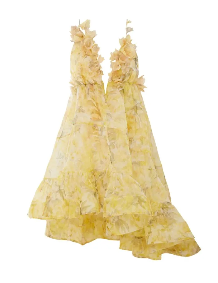 Zimmermann Dresses Harmony Asymmetrical Dress Yellow Peony 8211 Women