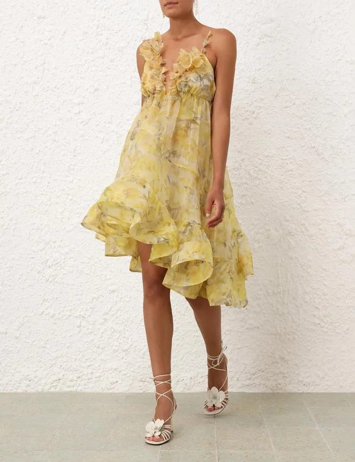 Zimmermann Dresses Harmony Asymmetrical Dress Yellow Peony 8211 Women