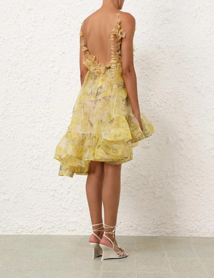 Zimmermann Dresses Harmony Asymmetrical Dress Yellow Peony 8211 Women