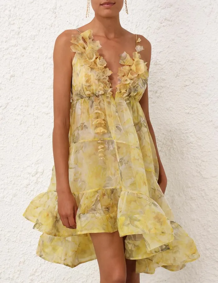 Zimmermann Dresses Harmony Asymmetrical Dress Yellow Peony 8211 Women