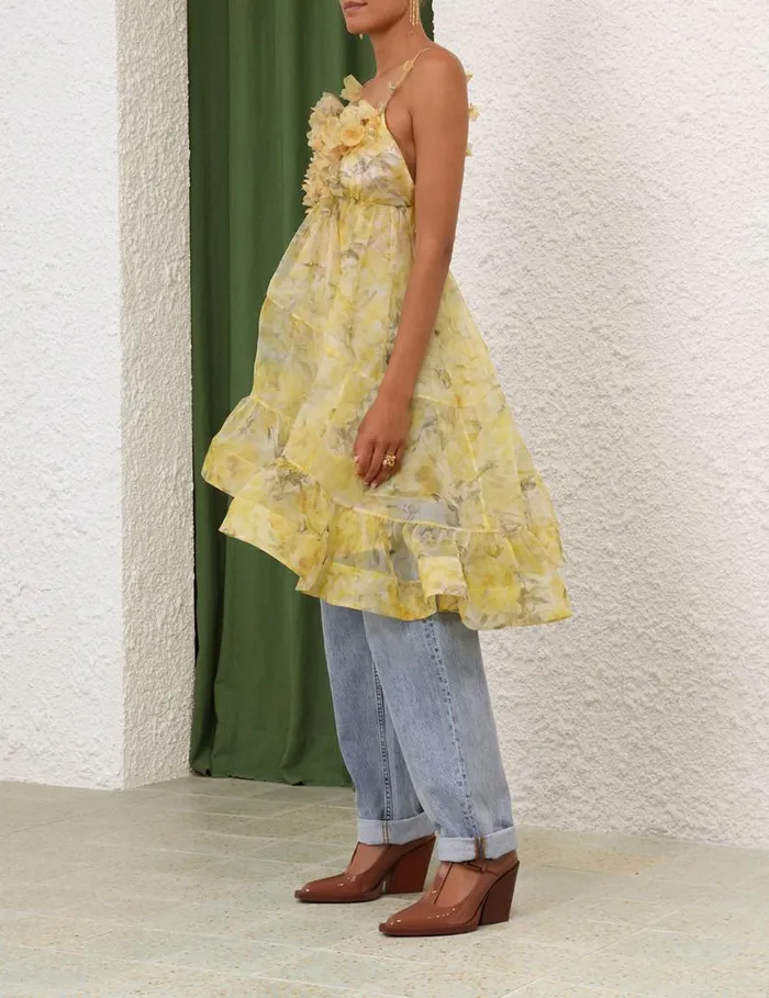 Zimmermann Dresses Harmony Asymmetrical Dress Yellow Peony 8211 Women