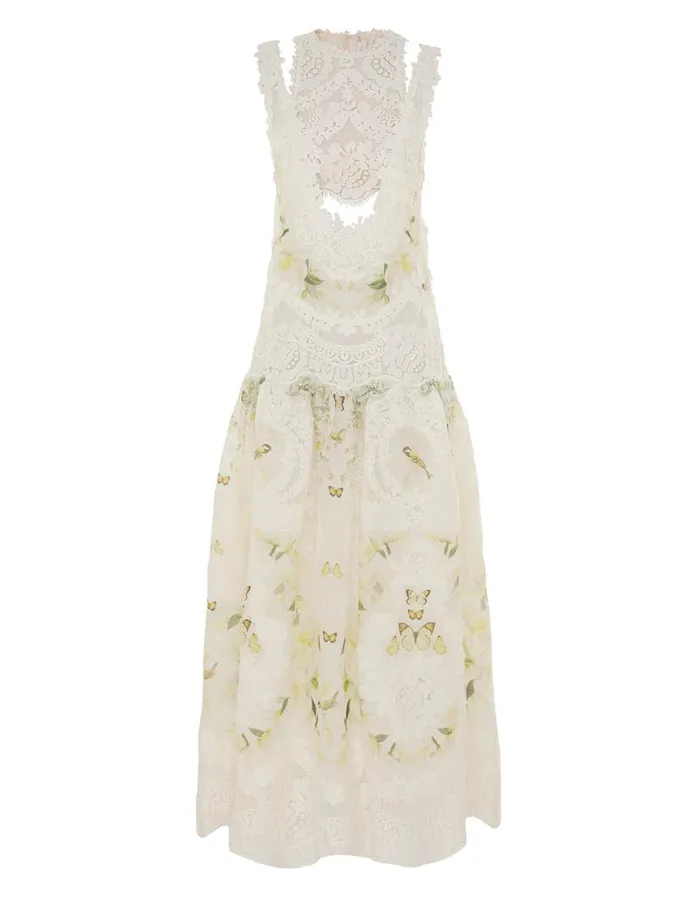 Zimmermann Dresses Harmony Lace Patch Gown Lemon Mixed Print 8211 Women