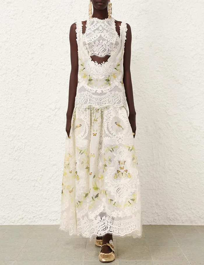 Zimmermann Dresses Harmony Lace Patch Gown Lemon Mixed Print 8211 Women