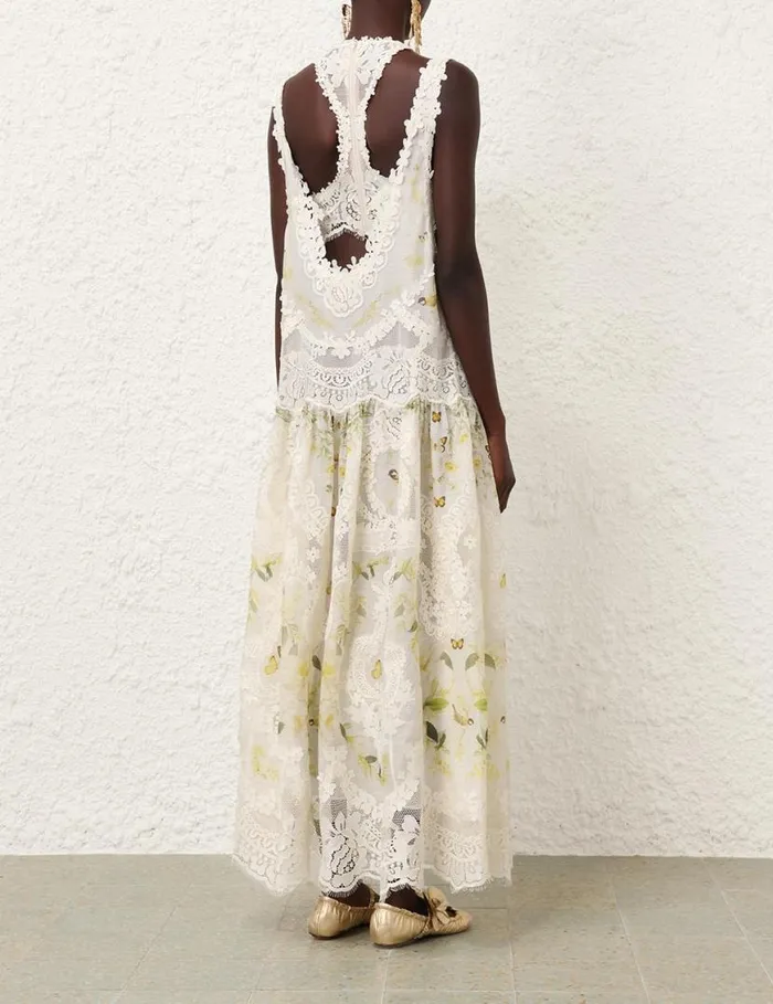 Zimmermann Dresses Harmony Lace Patch Gown Lemon Mixed Print 8211 Women