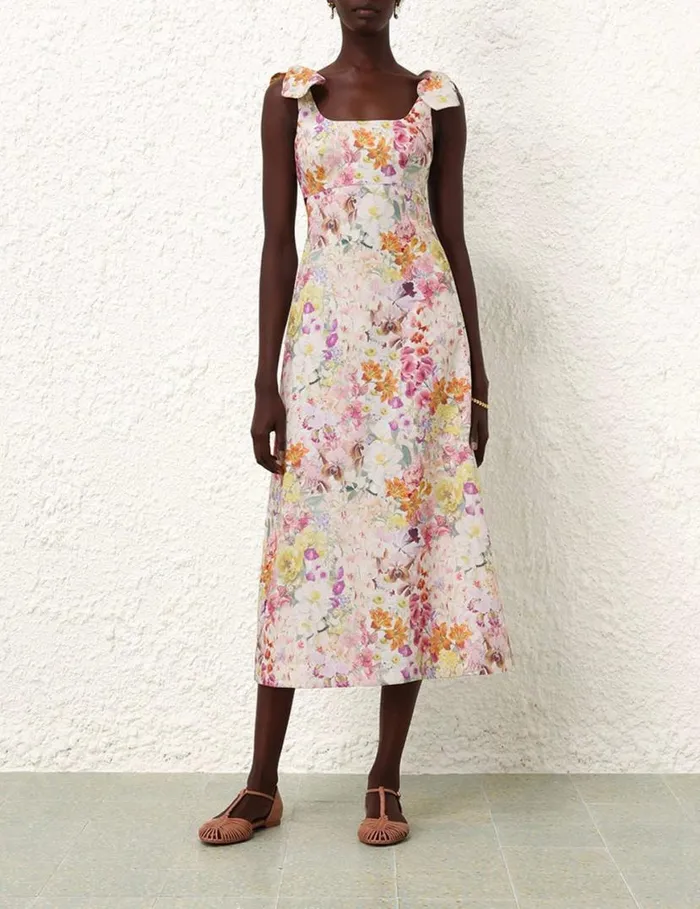Zimmermann Dresses Harmony Tie Shoulder Midi Kaleidoscope Garden 8211 Women