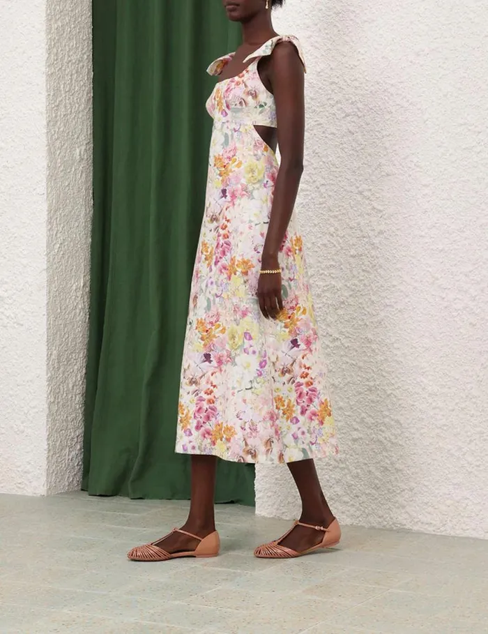 Zimmermann Dresses Harmony Tie Shoulder Midi Kaleidoscope Garden 8211 Women