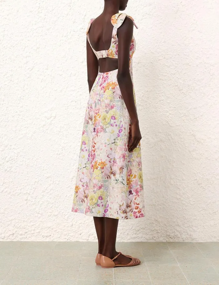 Zimmermann Dresses Harmony Tie Shoulder Midi Kaleidoscope Garden 8211 Women