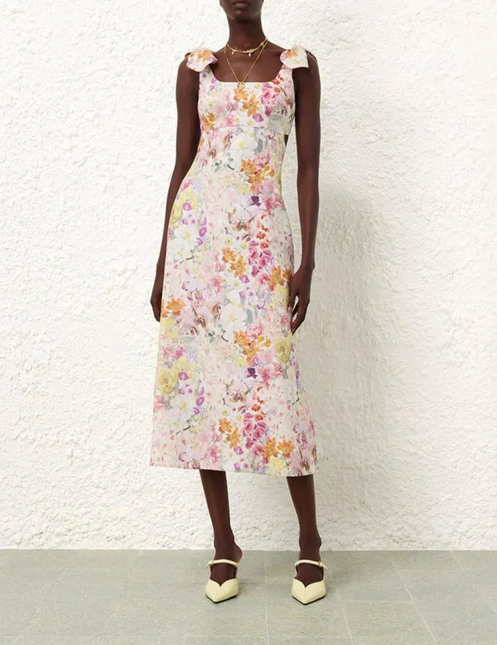 Zimmermann Dresses Harmony Tie Shoulder Midi Kaleidoscope Garden 8211 Women