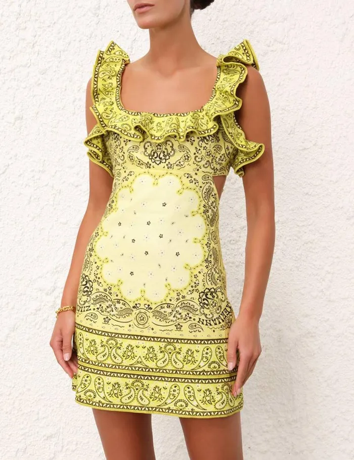 Zimmermann Dresses Matchmaker Frilled Mini Yellow Bandana 8211 Women