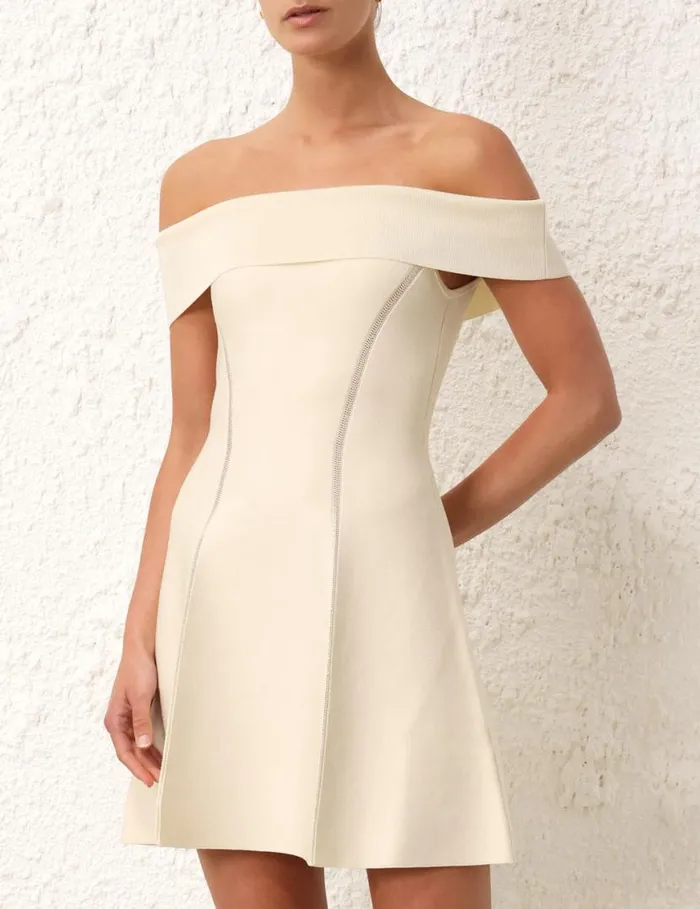 Zimmermann Dresses Matchmaker Knit Panelled Mini Cream 8211 Women