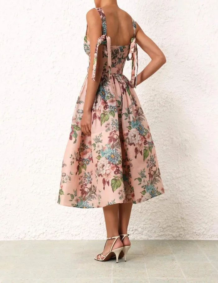 Zimmermann Dresses Matchmaker Midi Dress Pink Barkcloth Print 8211 Women