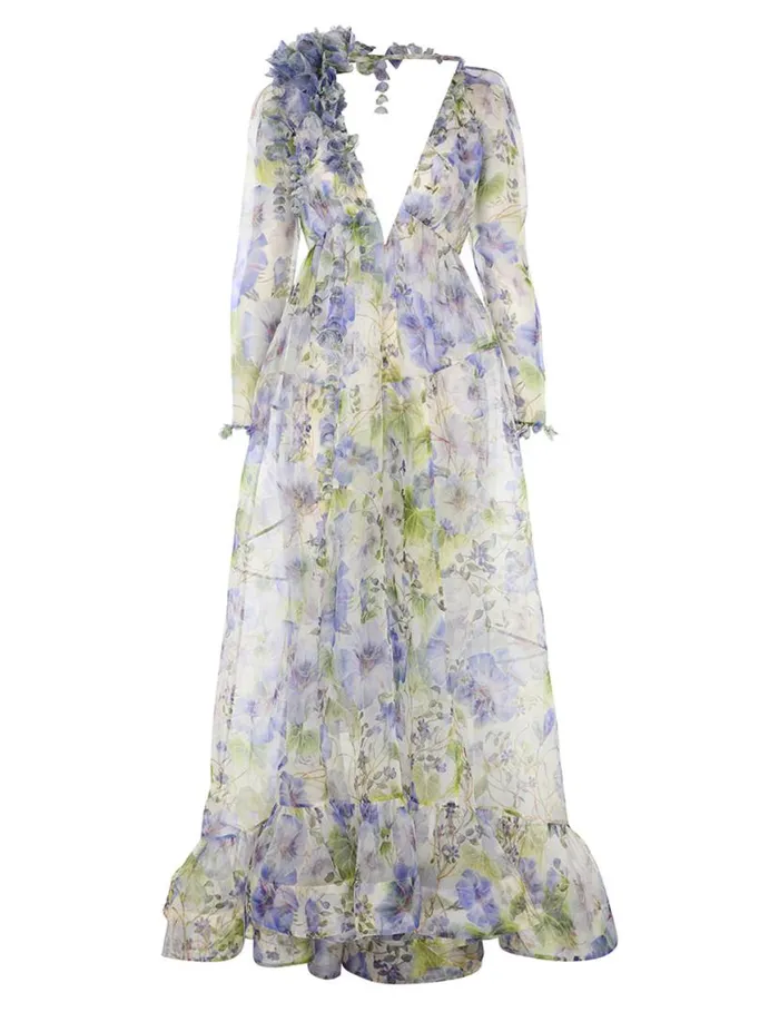 Zimmermann Dresses Natura Flower Midi Dress Blue Floral 8211 Women