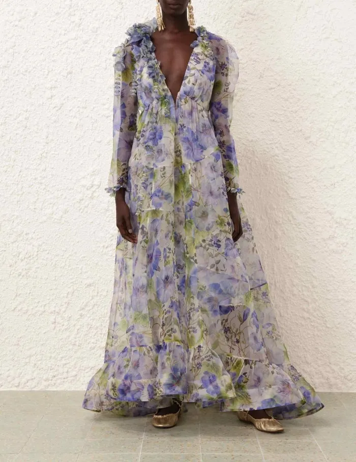 Zimmermann Dresses Natura Flower Midi Dress Blue Floral 8211 Women